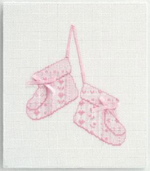Baby Slippers Counted Cross Stitch Kit 