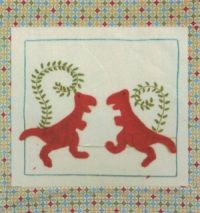 Red Dinosaur Baby Blanket Kit by Windflower Embroidery