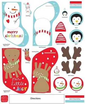 Cheeky Snowman and Rudolph Christmas Stocking Panel