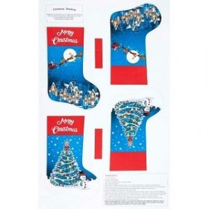 Traditional Blue Christmas Stocking Panel